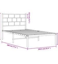 Bettgestell mit Kopfteil Metall Schwarz 100x190 cm