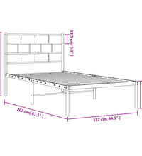 Bettgestell mit Kopfteil Metall Schwarz 107x203 cm