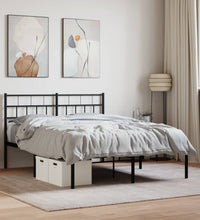 Bettgestell mit Kopfteil Metall Schwarz 135x190 cm