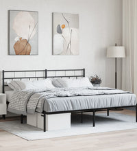 Bettgestell mit Kopfteil Metall Schwarz 193x203 cm