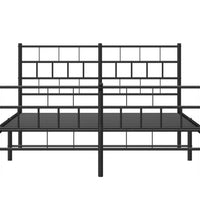 Bettgestell mit Kopf- und Fußteil Metall Schwarz 140x200 cm