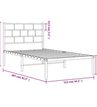 Bettgestell mit Kopfteil Metall Weiß 107x203 cm