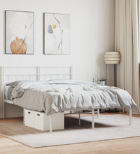 Bettgestell mit Kopfteil Metall Weiß 135x190 cm