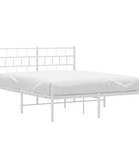 Bettgestell mit Kopfteil Metall Weiß 140x190 cm