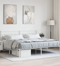 Bettgestell mit Kopfteil Metall Weiß 183x213 cm