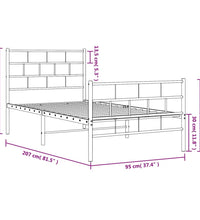 Bettgestell mit Kopf- und Fußteil Metall Weiß 90x200 cm