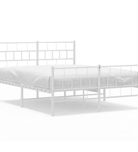 Bettgestell mit Kopf- und Fußteil Metall Weiß 135x190 cm