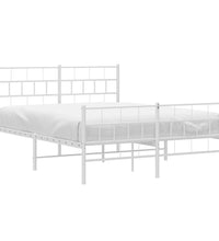 Bettgestell mit Kopf- und Fußteil Metall Weiß 135x190 cm