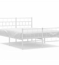 Bettgestell mit Kopf- und Fußteil Metall Weiß 140x190 cm