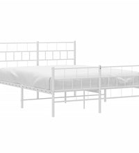 Bettgestell mit Kopf- und Fußteil Metall Weiß 140x190 cm