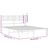 Bettgestell mit Kopfteil Metall Schwarz 135x190 cm