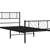 Bettgestell mit Kopf- und Fußteil Metall Schwarz 80x200 cm