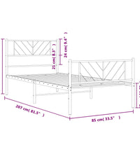 Bettgestell mit Kopf- und Fußteil Metall Schwarz 80x200 cm