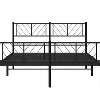 Bettgestell mit Kopf- und Fußteil Metall Schwarz 120x190 cm