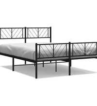 Bettgestell mit Kopf- und Fußteil Metall Schwarz 135x190 cm