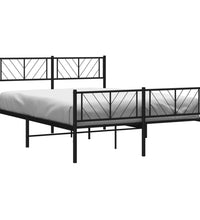 Bettgestell mit Kopf- und Fußteil Metall Schwarz 135x190 cm