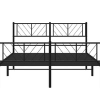 Bettgestell mit Kopf- und Fußteil Metall Schwarz 135x190 cm