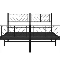 Bettgestell mit Kopf- und Fußteil Metall Schwarz 140x190 cm