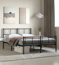 Bettgestell mit Kopf- und Fußteil Metall Schwarz 140x190 cm