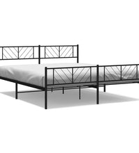 Bettgestell mit Kopf- und Fußteil Metall Schwarz 183x213 cm