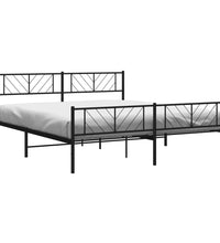 Bettgestell mit Kopf- und Fußteil Metall Schwarz 183x213 cm