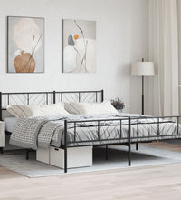 Bettgestell mit Kopf- und Fußteil Metall Schwarz 183x213 cm