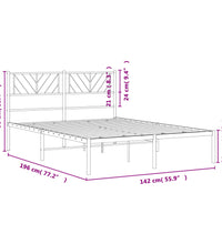 Bettgestell mit Kopfteil Metall Weiß 135x190 cm