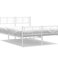 Bettgestell mit Kopf- und Fußteil Metall Weiß 140x190 cm