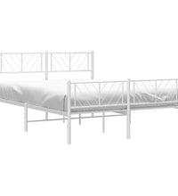 Bettgestell mit Kopf- und Fußteil Metall Weiß 140x190 cm