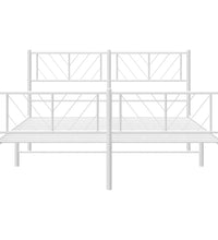 Bettgestell mit Kopf- und Fußteil Metall Weiß 140x190 cm