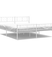 Bettgestell mit Kopf- und Fußteil Metall Weiß 200x200 cm