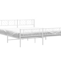 Bettgestell mit Kopf- und Fußteil Metall Weiß 200x200 cm