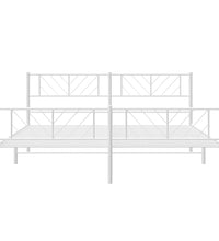 Bettgestell mit Kopf- und Fußteil Metall Weiß 200x200 cm