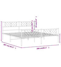 Bettgestell mit Kopf- und Fußteil Metall Weiß 200x200 cm
