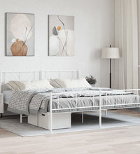 Bettgestell mit Kopf- und Fußteil Metall Weiß 200x200 cm