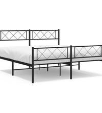 Bettgestell mit Kopf- und Fußteil Metall Schwarz 120x200 cm