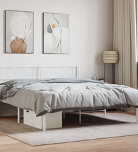 Bettgestell mit Kopfteil Metall Weiß 140x190 cm