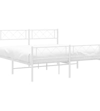 Bettgestell mit Kopf- und Fußteil Metall Weiß 135x190 cm