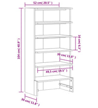 Schuhregal Wachsbraun 52x30x104 cm Massivholz Kiefer