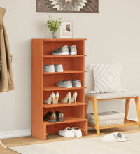 Schuhregal Wachsbraun 52x30x104 cm Massivholz Kiefer