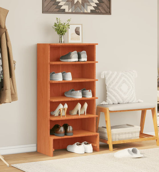 Schuhregal Wachsbraun 52x30x104 cm Massivholz Kiefer