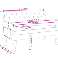 Sitzbank mit Rückenlehne Dunkelgrau 120x62x75,5 cm Stoff