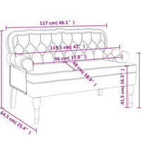 Sitzbank mit Rückenlehne Dunkelgrau 119,5x64,5x75 cm Samt