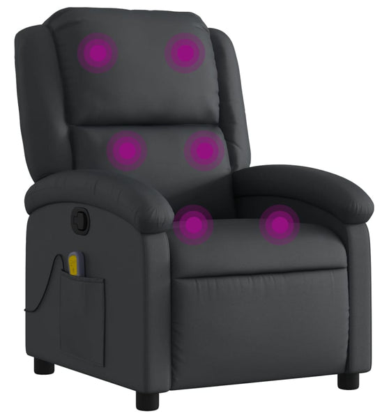 Massagesessel Schwarz Echtleder