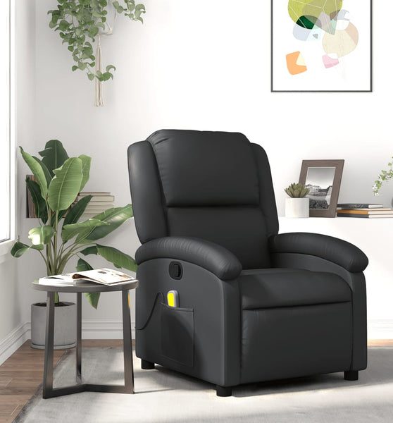 Massagesessel Schwarz Echtleder