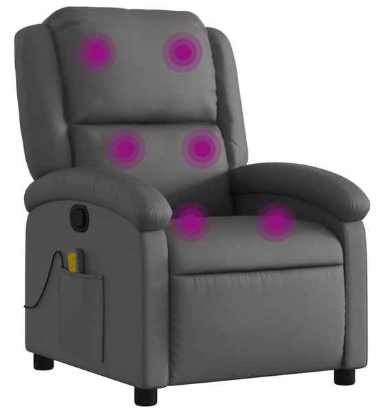 Massagesessel Grau Echtleder