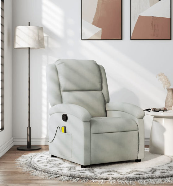 Massagesessel Hellgrau Samt