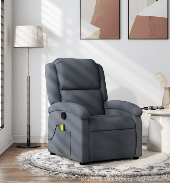 Massagesessel Dunkelgrau Samt