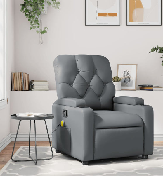 Massagesessel Grau Kunstleder