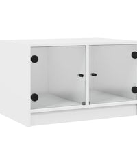Couchtisch mit Glastüren Weiß 68x50x42 cm